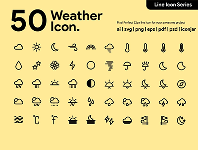 50 天气线图标(50 Weather Line Icon)