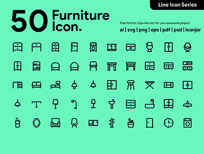 50 家具线图标(50 Furniture Line Icon)