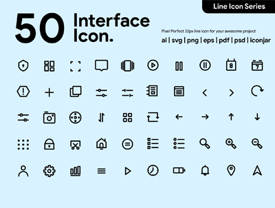 50 用户界面行图标(50 User Interface Line Icon)