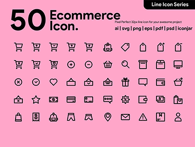 50 电子商务线图标(50 Ecommerce Line Icon)