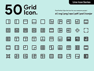 50 网格线图标(50 Grid Line Icon)