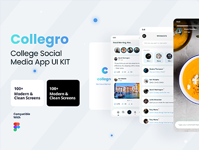 Collegro – 大学社交媒体应用程序 UI 套件(Collegro – A College Social Media App UI Kit)