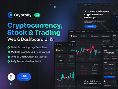 Cryptolly – 加密货币 Web 和仪表板 UI 套件(Cryptolly – Cryptocurrency Web & Dashboard UI Kit)