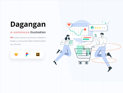 Dagangan-电子商务和业务线插图包(Dagangan – E-commerce and Business Line Illustration Pack)
