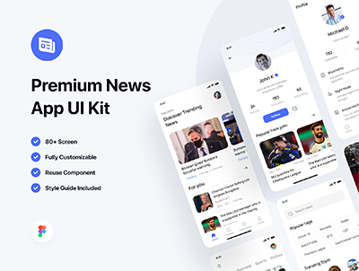 Daily – 高级新闻应用程序 UI 套件(Daily – Premium News App UI Kit)