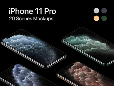 iPhone 11 Pro – 20 个样机(iPhone 11 Pro – 20 Mockups)