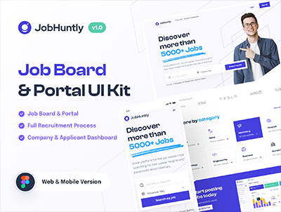 Jobhuntly – 工作板和门户 UI 套件(Jobhuntly – Job Board & Portal UI Kit)