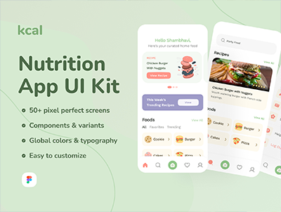 kcal – 营养应用程序 UI 套件(kcal – Nutrition App UI Kit)