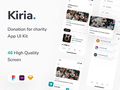 Kiria – 为慈善 App UI Kit 捐款(Kiria – Donation for charity App UI Kit)