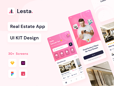 Lesta – 房地产应用程序 UI KIT 设计(Lesta – Real Estate App UI KIT Design)