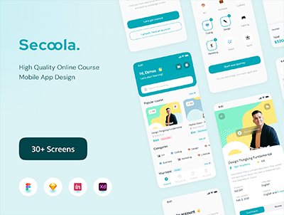 Secoola – 课程移动应用程序 UI 套件(Secoola – Course Mobile Apps UI KIT)