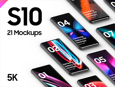 三星 Galaxy S10 – 21 样机(Samsung Galaxy S10 – 21 Mockups)