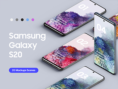三星 Galaxy S20 – 20 个样机(Samsung Galaxy S20 – 20 Mockups)