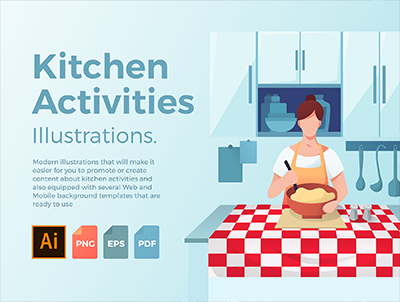 厨房活动插图(Kitchen Activities Illustrations)