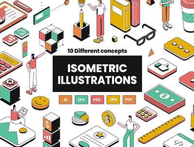 各种主题的等距插图(Isometric Illustrations on various topics)