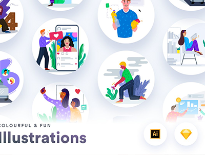 多彩有趣的插图(Colourful & Fun Illustrations)