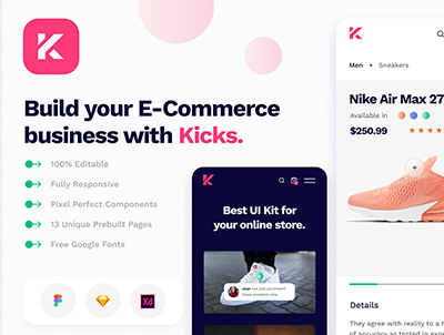 踢电子商务 UI 套件(Kicks E-Commerce UI Kit)