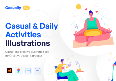 随便 – 休闲和日常活动插图集Casually – Casual & Daily Activities Illustration Set