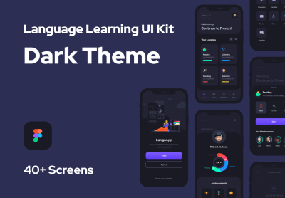 语言学习应用程序（深色主题）-Language Learning App (Dark Theme)