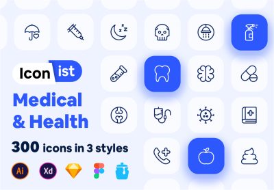 Iconist300 个医疗和健康图标 Iconist – 300 Medical and Health icons
