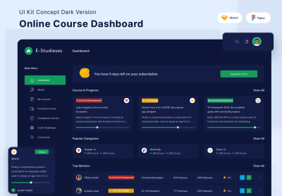 Online Course Dashboard Kit Dark Version在线课程仪表板套件深色版