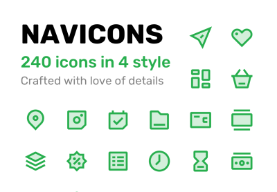 NAVICONS. Icons in 4 styles-导航图标-4 种风格的图标