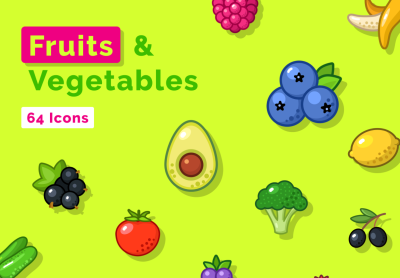 Fruits & Vegetables Icons Set-水果 & 蔬菜图标集