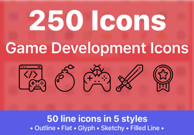 250 Game Development Icons – 250 个游戏开发图标