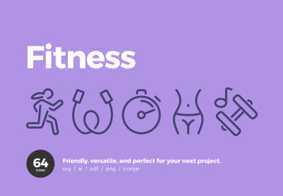 64 Fitness Icons – 64 健身图标