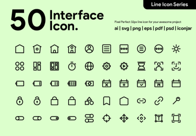 Interface Essential Line Icon – 接口基本线图标