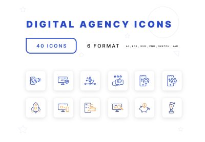 Digital Agency Startup Icons – 数字代理启动图标