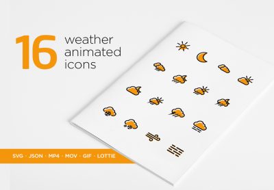 16 Weather Animated Icons – 16 个天气动画图标
