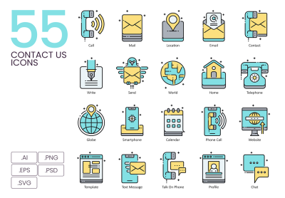 55 Contact Us Icons | Aqua Series – 55 联系我们图标 |水族系列
