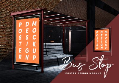 Bus Stop Poster Design Mockup – 巴士站海报设计样机